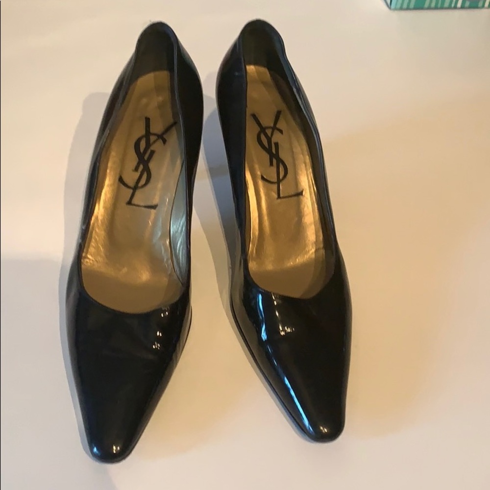 YSL patent leather black pumps